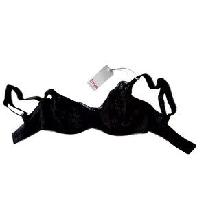 Freya Black Lace Underwire Bra AA5491BLK Size 28H Sheer Mesh Adjustable Straps